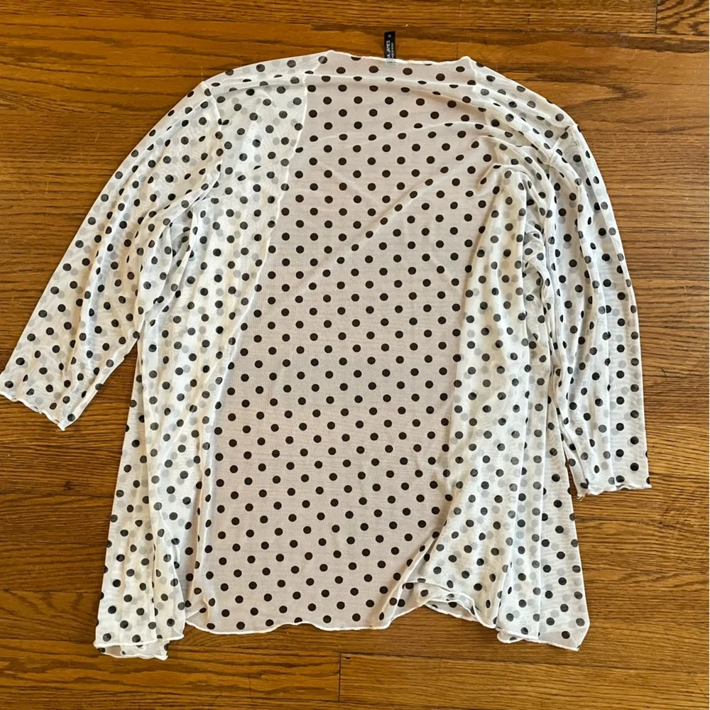 Ava James White Polka Dot Mesh Lightweight Cardigan